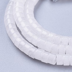天然石ホワイトジェイドビーズ連売り  ヒシビーズ  フラットラウンド/ディスク  4x2mm  穴：0.6mm  約149~171個/連  15.35インチ〜15.55インチ（39~39.5cm）&nbsp;G-F631-A41