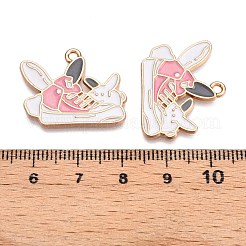 合金エナメルチャーム  鉛フリー＆カドミウムフリー  靴のチャーム  ゴールドカラー  ピンク  19.5x25.5x1.5mm  穴：1.6mm&nbsp;ENAM-T020-72