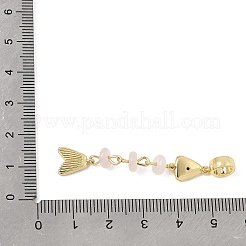 Brass Pave Cubic Zirconia Clear Cubic Zirconia & Natural Rose Quartz & Enamel European Dangle Charms&nbsp;GG-CBA3401-01G-A07