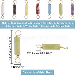 42Pcs 7 Styles Natural Gemstone Copper Wire Connector Charms&nbsp;FIND-FH0004-76