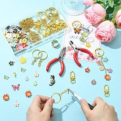 DIY合金エナメルペンダントキーホルダー作りキット  合金スイベルクラスプを含む  304ステンレススチールオープン丸カン  アイアン製キーリング  炭素鋼製ニッパー/ヤットコ  ミックスカラー  33x13x5mm  穴：10x7mm&nbsp;DIY-SZ0010-74