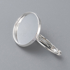 304ステンレススチールフレンチフックピアスセッティング  フラットラウンド  銀  トレイ：18mm  30x20x15mm  ピン：0.7mm&nbsp;STAS-F191-03S-18mm
