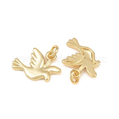 真鍮チャーム  鳥のチャーム  長持ちメッキ  ラックめっき  鉛フリー＆カドミウムフリー  18KGP本金メッキ  12x15x1.6mm  穴：3.5mm&nbsp;KK-L275-58G-02