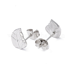 変色しない304ステンレススチール製スタッドピアス（女性用）  葉  ステンレス鋼色  10.2x7.7mm  ピン：0.8mm&nbsp;EJEW-I285-23P