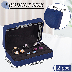 3-Slot Rectangle PU Leather Finger Ring Display Boxes&nbsp;CON-WH0099-10A