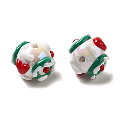 手描きのアクリルとエナメルビーズ  オリーブドラブ  14.5~15.5x16.5~21.5x16~20mm  穴：2~2.8mm&nbsp;MACR-K354-38E