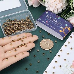 200個PVD真空メッキ304ステンレス鋼スペーサービーズ  長持ちメッキ  ラウンド  ゴールドカラー  4x3mm  穴：2mm&nbsp;STAS-SC0006-89A