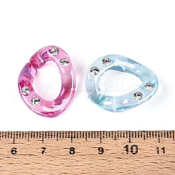 UVメッキ透明アクリル＆ラインストーンビーズ  虹色の  ツイスト  ミックスカラー  26x21x8mm  内径：15x10mm&nbsp;TACR-T029-02M