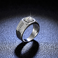 Rhodium Plated 925 Sterling Silver Micro Pave 6.5x3.9mm Moissanite Finger Rings&nbsp;WGBE16F-25