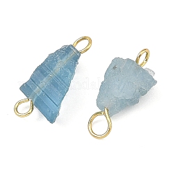 未加工の天然アクアマリンコネクターチャーム  ナゲットリンク  14~19x6.5~9x5~7.5mm  穴：1.8~2mm&nbsp;PALLOY-JF06039