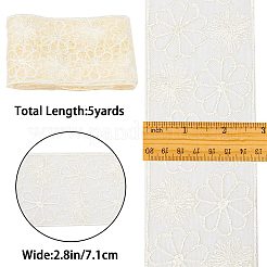 5ヤード刺繍花ポリエステルメッシュレースリボン  衣類用アクセサリー  フラット  ベージュ  2-3/4インチ（71mm）&nbsp;OCOR-GF0002-51
