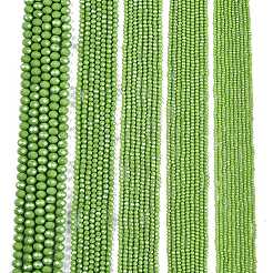 電気メッキガラスビーズセット  パール光沢メッキ  多面カット  ロンデル  黄緑  8x6mm  穴：1~1.4mm  約60~62個/連  39~40cm&nbsp;LS-EGLA-A044-P8mm-A30