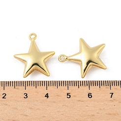 スター真鍮チャーム  ラックめっき  長持ちメッキ  カドミウムフリー＆鉛フリー  18KGP本金メッキ  22.5x19.5x6mm  穴：1.8mm&nbsp;KK-M327-08B-G