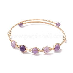 4Pcs 4 Style Natural Mixed Gemstone Round Beaded Cuff Bangles Set&nbsp;BJEW-JB10112