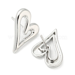 Hollow Heart Rack Plating Brass Stud Earrings&nbsp;EJEW-F331-26P