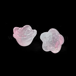 スプレー塗り透明ガラス・ビーズ  蓮  ミックスカラー  7.5x11x11.5mm  穴：1.2mm&nbsp;X-GLAA-D006-10
