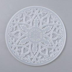 Diyコースターシリコンモールド  レジン型  UVレジンDIY用  エポキシ樹脂工芸品作り  マンダラ模様で丸い  ホワイト  200x8mm  内径：195mm&nbsp;DIY-Z005-04