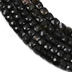 天然石ブラックトルマリンビーズ連売り  多面カット  キューブ  4~5x4~5x4~5mm  穴：0.9mm  約88~98個/連  15.35''~15.55''（39~39.5センチメートル）&nbsp;G-P612-B01-01