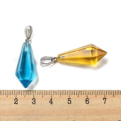 ガラスのペンダント  白金鉄パーツ  弾丸チャーム  ミックスカラー  31x12x11mm  穴：7x5mm&nbsp;GLAA-H029-03P
