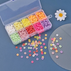 1500Pcs 10 Colors Light Colors Handmade Polymer Clay Beads&nbsp;CLAY-YW0001-37A