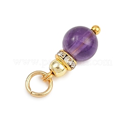 5Pcs 5 Styles Natural Green Aventurine & Rose Quartz & Amethyst & Dyed White Jade & Citrine Round Charms&nbsp;PALLOY-JF04363