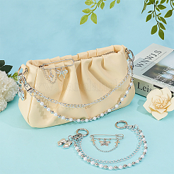 Cross Aluminium Chain & CCB Plastic & Imitated Pearl Acrylic Bead Boot Strap Chains&nbsp;HJEW-OC0001-47