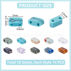 140 個 10 スタイルの天然 & 合成混合宝石ビーズ  2穴  長方形  2.5~3x5x2.5mm  穴：0.8mm  14個/スタイル&nbsp;G-UN0001-33