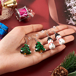 2 Pairs 2 Styles Christmas Theme Glass Dangle Earrings&nbsp;EJEW-TA00701