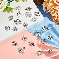 96Pcs 12 Styles Tibetan Style Alloy Hollow Connector Charms Sets&nbsp;TIBE-GO0001-06