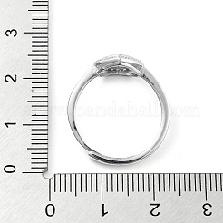 Heart Adjustable 925 Sterling Silver Ring Components&nbsp;STER-G042-06P