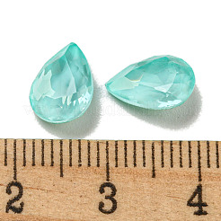 ガラスラインストーンカボション  ポイントバック＆バックメッキ  多面カット  ティアドロップ  光azore  10x7x4mm&nbsp;RGLA-G021-03A-361DE