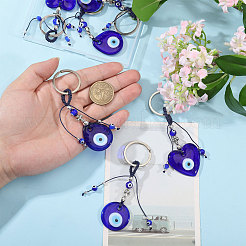 6Pcs 3 Styles Handmade Evil Eye Lampwork Keychains&nbsp;KEYC-CA00011