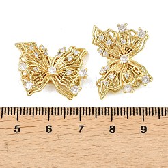真鍮マイクロペーブクリアキュービックジルコニアビーズ  蝶  18KGP本金メッキ  18.5x24x9mm  穴：2.7mm&nbsp;KK-D109-05A-G