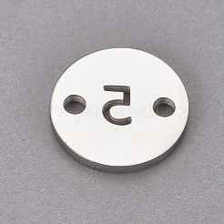 304ステンレススチールリンク  番号付きのフラットラウンド  ステンレス鋼色  NUM。5  10x1.1mm  穴：1.5mm&nbsp;STAS-CJC0002-05-P