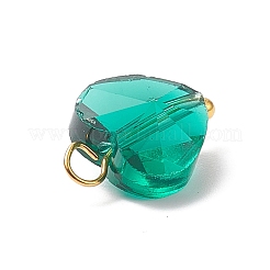 ファセット透明ガラスチャーム  ゴールデン真鍮パーツ  ハート  ミックスカラー  14.5x10x7mm  穴：2.2mm&nbsp;PALLOY-JF01966
