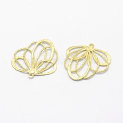 真鍮チャーム  鉛フリー＆カドミウムフリー＆ニッケルフリー  花  生（メッキなし）  26x25x1mm  穴：1mm&nbsp;KK-F721-069C-RS