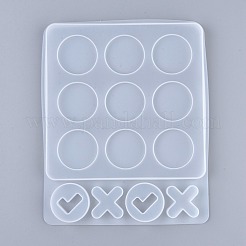 Tictactoeボードゲームシリコンモールド  xofunファミリーゲームシリコーンエポキシ樹脂鋳造  DIYキッズ大人用テーブルゲーム用  ホワイト  237x190x12.5mm  フラットラウンド：42mm  クロス：35x35mm&nbsp;DIY-I036-11