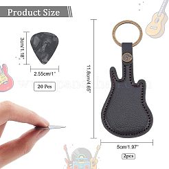 プラスチック製ギターピック10個  2 個の pu レザーギターキーホルダー  ミックスカラー  キーホルダー：11.8x5cm  ピック: 30x25.5x0.4mm&nbsp;DIY-NB0007-40
