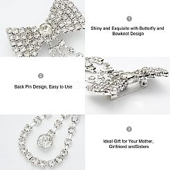12Pcs 4 Style Crystal Rhinestone Bowknot Lapel Pins&nbsp;JEWB-CA0001-19