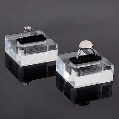 アクリルリングが表示されます  黒いベルベットと  正方形  ブラック  4x4x1.9cm&nbsp;RDIS-FG0001-20