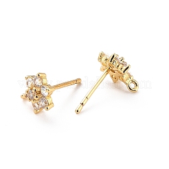 Brass Micro Pave Cubic Zirconia Stud Earrings Findings&nbsp;ZIRC-C027-14G-02-RS