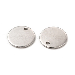 変色しない304ステンレススチールチャーム  フラットラウンドのチャーム  ステンレス鋼色  12x1mm  穴：1.4mm&nbsp;STAS-L207-24D-P
