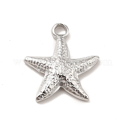 変色しない304ステンレススチールペンダント  ヒトデのチャーム  ステンレス鋼色  15.5x14x3mm  穴：1.8mm&nbsp;STAS-I197-012P