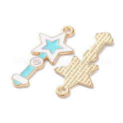 合金エナメルチャーム  ゴールドカラー  魔法の杖  28x24x1mm  穴：1.6mm&nbsp;ENAM-O001-11A-G