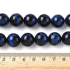 天然石タイガーアイビーズ連売り  ラウンド  染め＆加熱  ダークブルー  14mm  穴：1.2mm  約28個/連  15.35インチ（39cm）&nbsp;LS-G-P230-08-B-14mm
