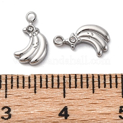 304ステンレススチールラインストーンペンダント  バナナ  ステンレス鋼色  9.5x5.5x1.5mm  穴：1mm&nbsp;STAS-S163-28P