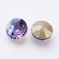 K9ガラスラインストーンカボション  光沢のあるレーザースタイル  模造オーストリアのクリスタル  尖ったバック＆バックメッキ  多面カット  フラットラウンド  バックメッキ  ミックスカラー  8x4.5mm&nbsp;X-GLAA-D001-04