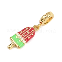 Brass Red Enamel European Dangle Charms&nbsp;KK-N271-38G