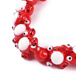 手作りランプワークビーズ連売り  カエル  レッド  15x19.5x17mm  穴：1.6mm  約35個/連  15.98''（40.6センチメートル）&nbsp;LAMP-P066-07A