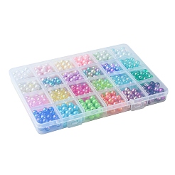 DIY 600Pcs 24 Styles Round Acrylic & Plastic Beads Jewelry Making Findings Kit&nbsp;DIY-FS0005-63